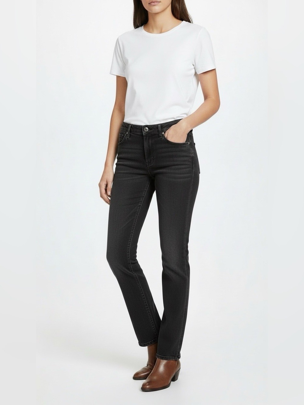 AG The Stilt Cigarette Jeans Black Denim Womens Size 30